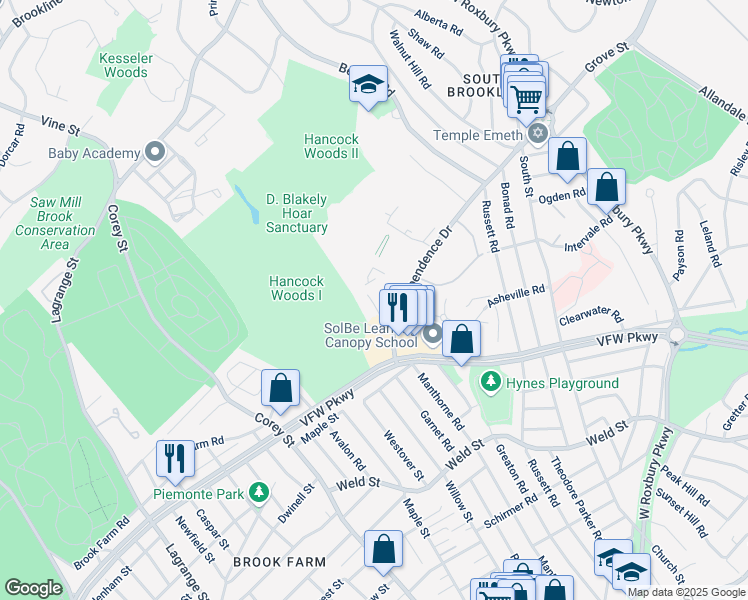map of restaurants, bars, coffee shops, grocery stores, and more near 257 Independence Drive in Boston