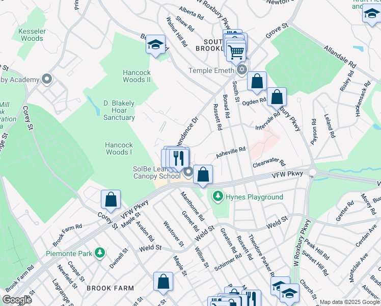 map of restaurants, bars, coffee shops, grocery stores, and more near 276 Independence Drive in Boston