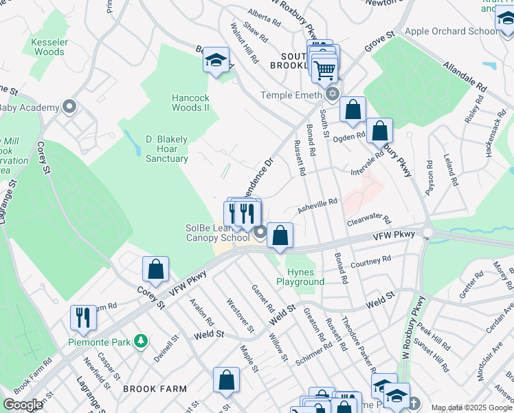 map of restaurants, bars, coffee shops, grocery stores, and more near in Boston