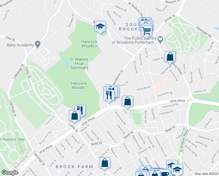 map of restaurants, bars, coffee shops, grocery stores, and more near in 