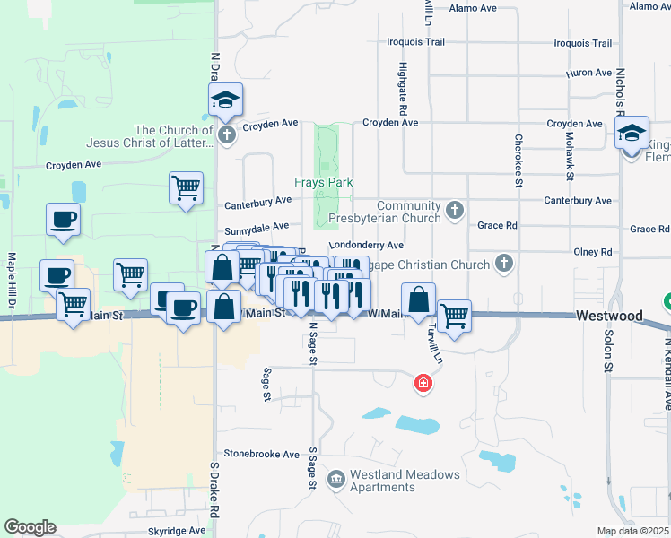 map of restaurants, bars, coffee shops, grocery stores, and more near 4332 Chelten Avenue in Kalamazoo