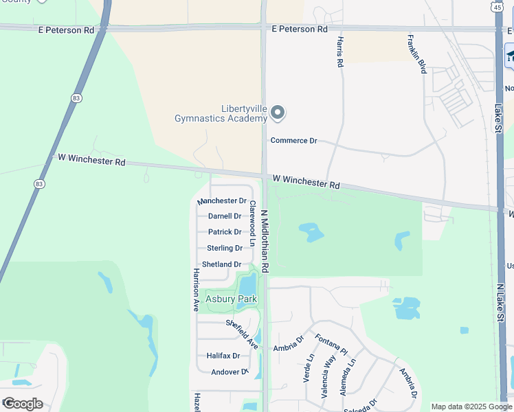 map of restaurants, bars, coffee shops, grocery stores, and more near 2041 Clarewood Lane in Mundelein