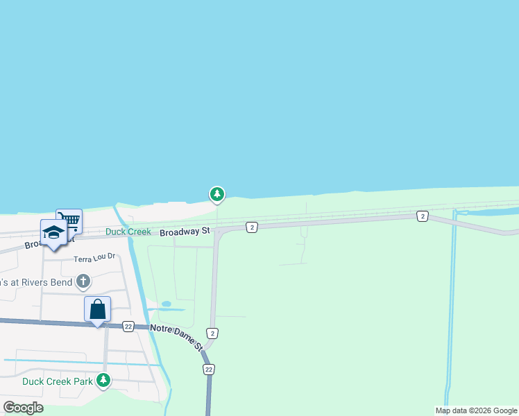 map of restaurants, bars, coffee shops, grocery stores, and more near 425 Charron Beach Road in Lakeshore