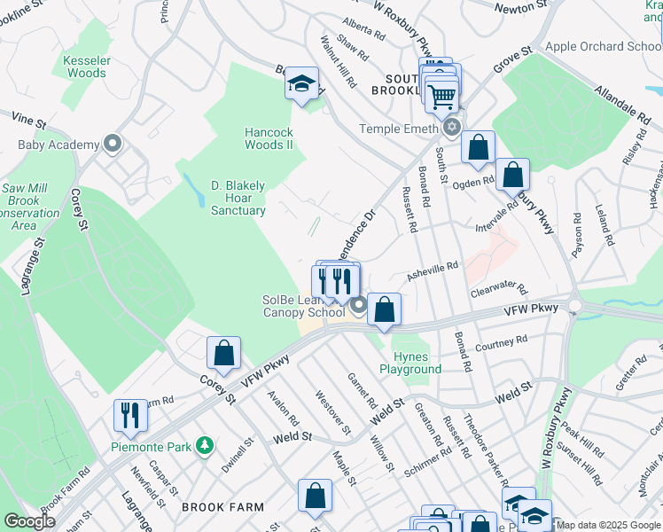 map of restaurants, bars, coffee shops, grocery stores, and more near in 