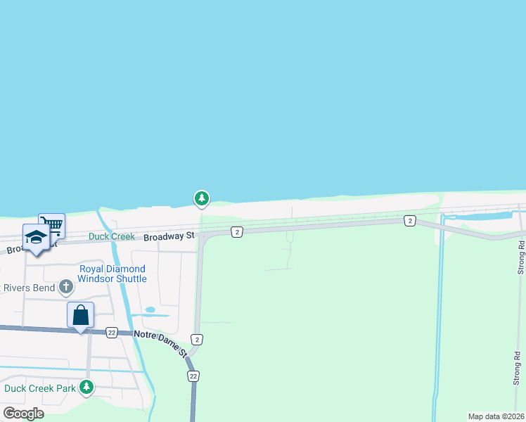 map of restaurants, bars, coffee shops, grocery stores, and more near 425 Charron Beach Road in Lakeshore