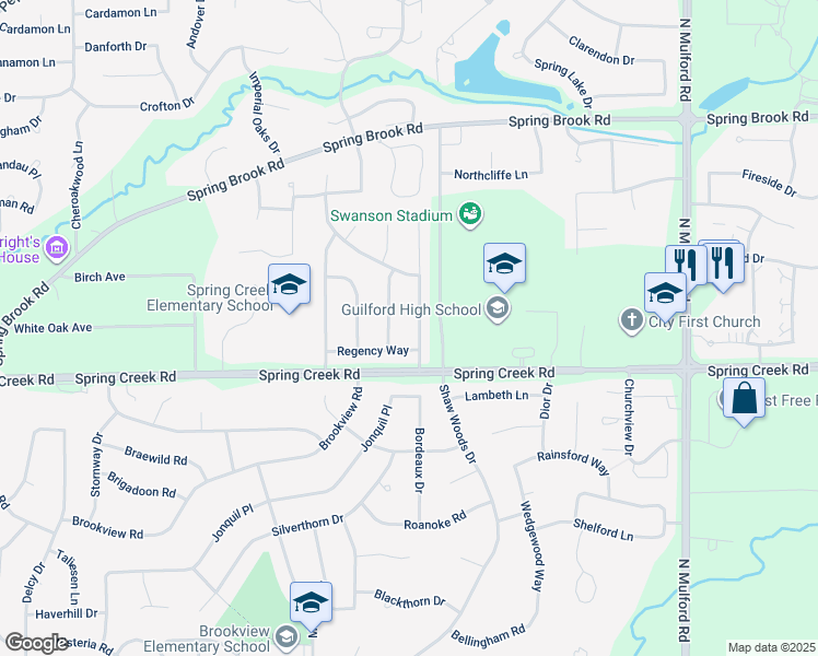 map of restaurants, bars, coffee shops, grocery stores, and more near 2621 Bordeaux Drive in Rockford