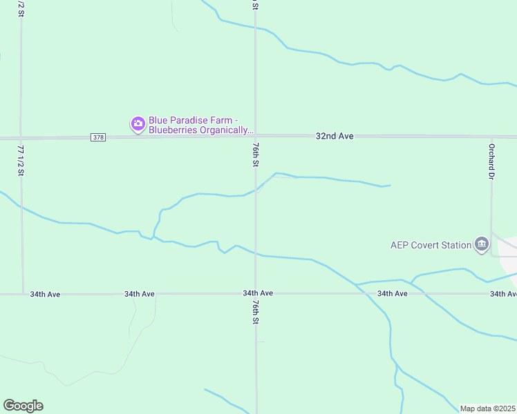 map of restaurants, bars, coffee shops, grocery stores, and more near 32757 76th Street in Covert