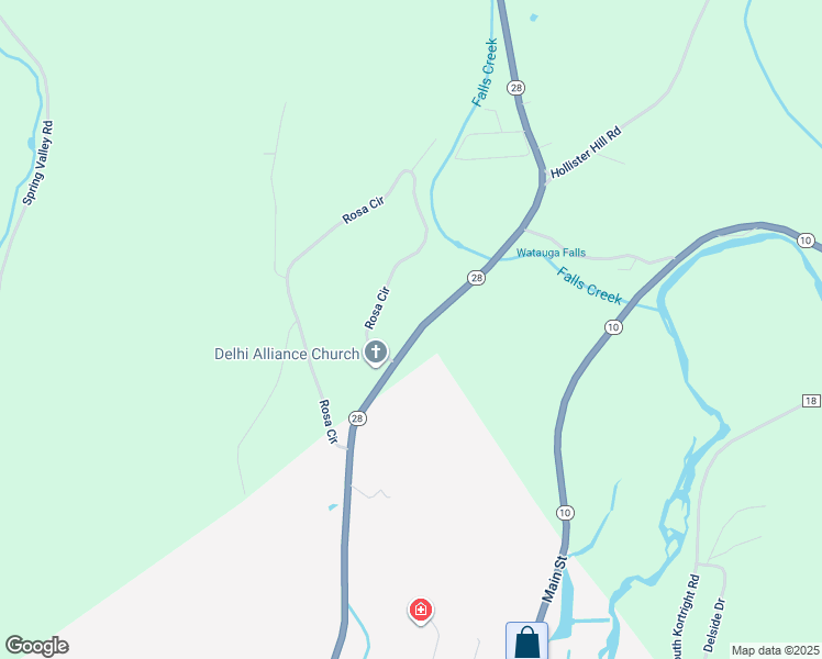 map of restaurants, bars, coffee shops, grocery stores, and more near 16084 New York 28 in Delhi