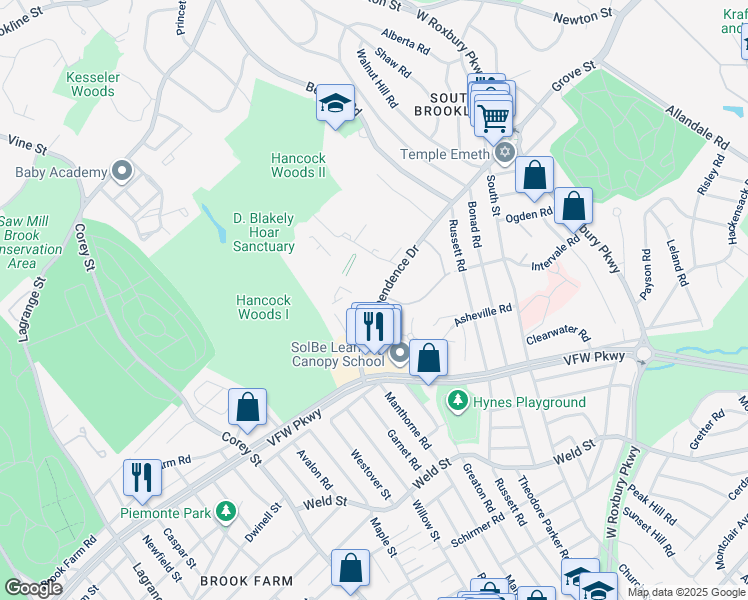 map of restaurants, bars, coffee shops, grocery stores, and more near in 
