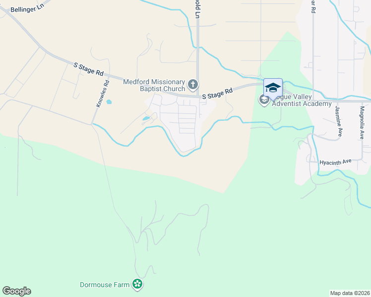 map of restaurants, bars, coffee shops, grocery stores, and more near 76 Trailer Park in Medford