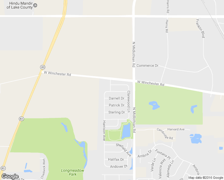 map of restaurants, bars, coffee shops, grocery stores, and more near 1320 Manchester Drive in Mundelein