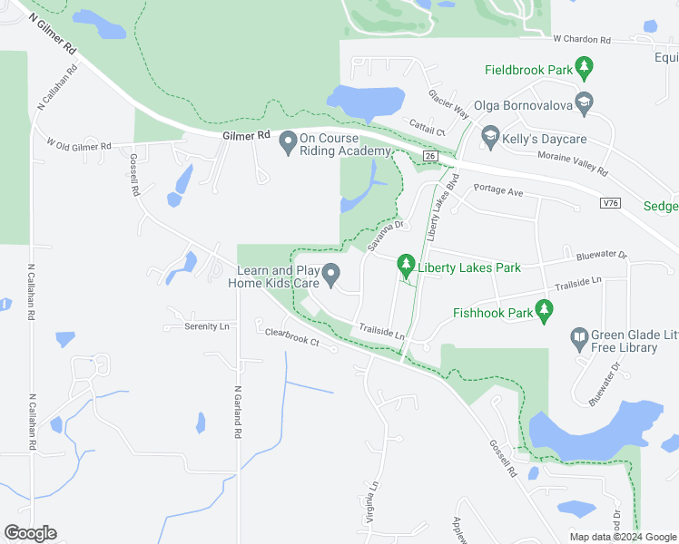 map of restaurants, bars, coffee shops, grocery stores, and more near 2232 Trailside Lane in Wauconda