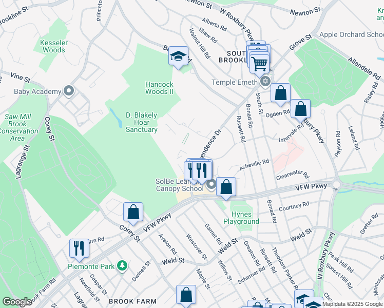 map of restaurants, bars, coffee shops, grocery stores, and more near in 