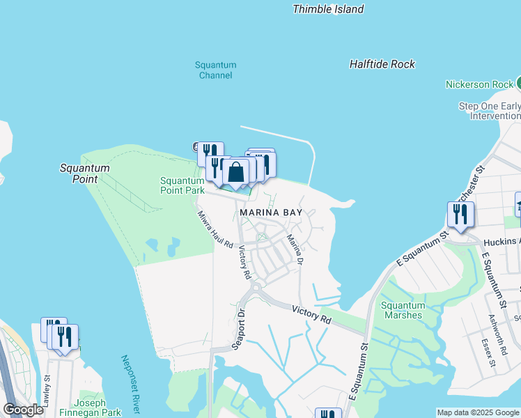map of restaurants, bars, coffee shops, grocery stores, and more near in Quincy