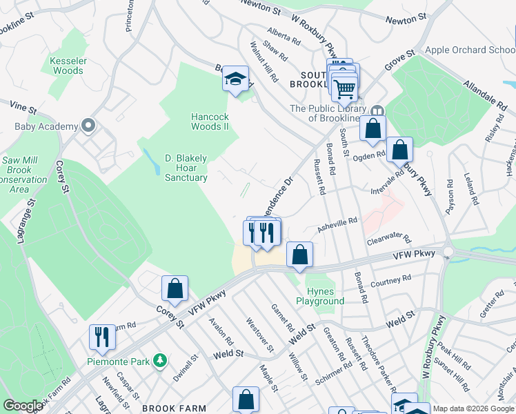 map of restaurants, bars, coffee shops, grocery stores, and more near in 