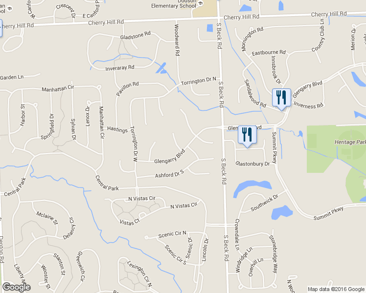 map of restaurants, bars, coffee shops, grocery stores, and more near 525 Delaford Court in Canton