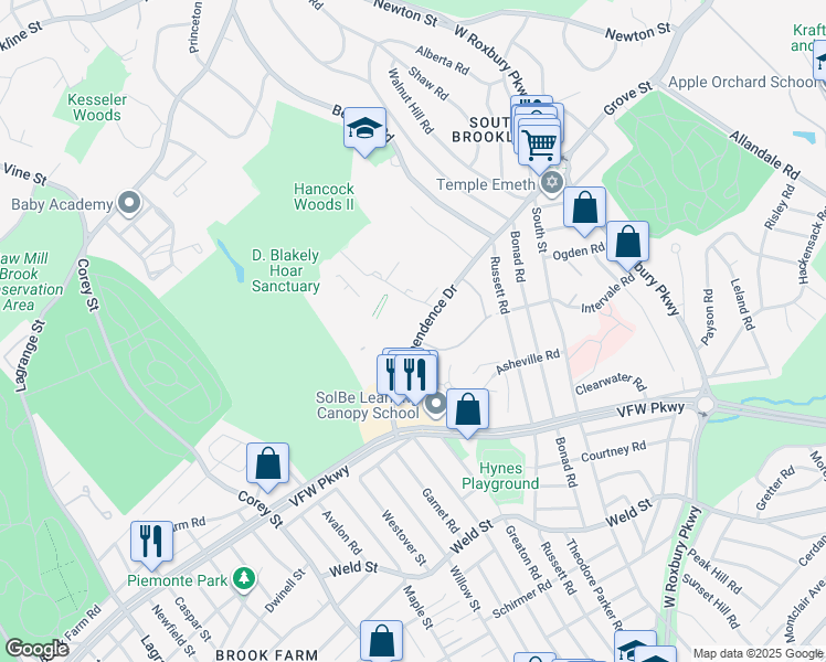 map of restaurants, bars, coffee shops, grocery stores, and more near in 