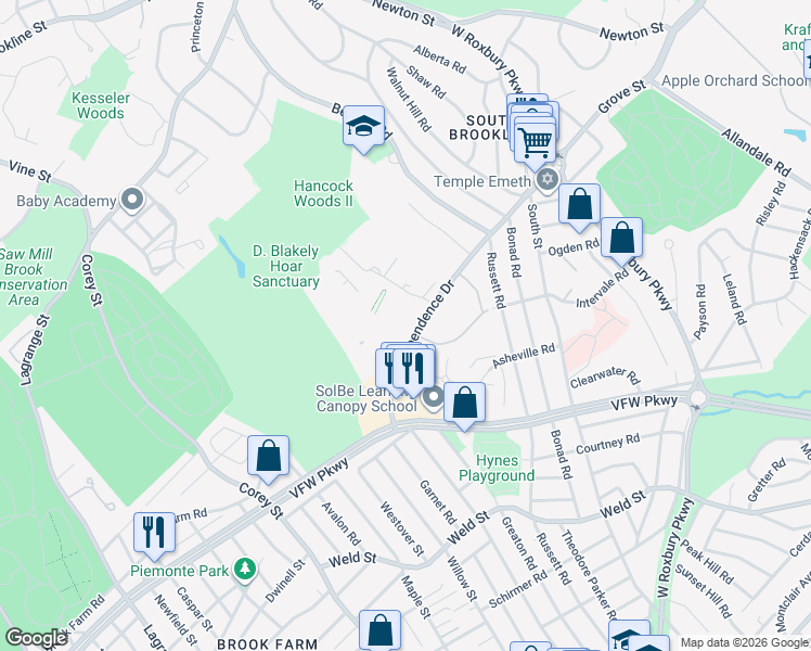 map of restaurants, bars, coffee shops, grocery stores, and more near in 