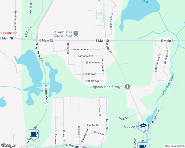 map of restaurants, bars, coffee shops, grocery stores, and more near 5612 Susan Avenue in Kalamazoo