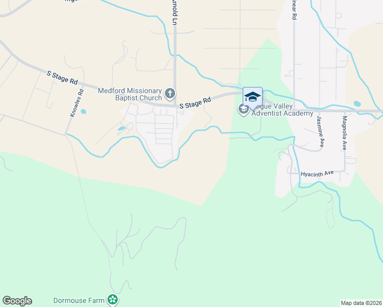 map of restaurants, bars, coffee shops, grocery stores, and more near 3707 South Stage Road in Medford