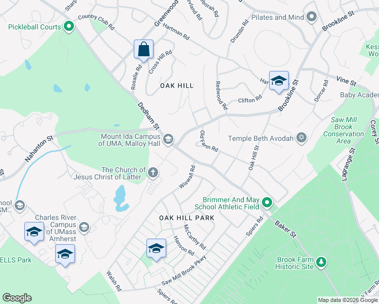 map of restaurants, bars, coffee shops, grocery stores, and more near 816 Dedham Street in Newton