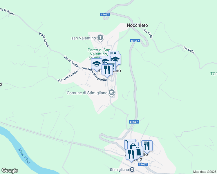 map of restaurants, bars, coffee shops, grocery stores, and more near 53 Via Francesco Eusepi in Stimigliano