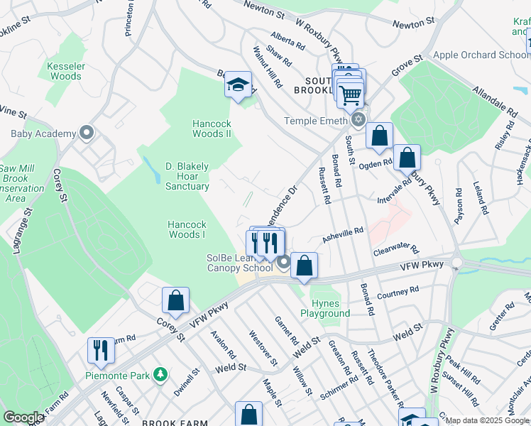 map of restaurants, bars, coffee shops, grocery stores, and more near in 