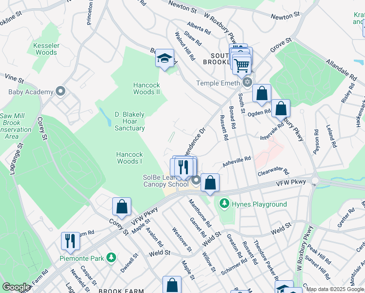 map of restaurants, bars, coffee shops, grocery stores, and more near in 