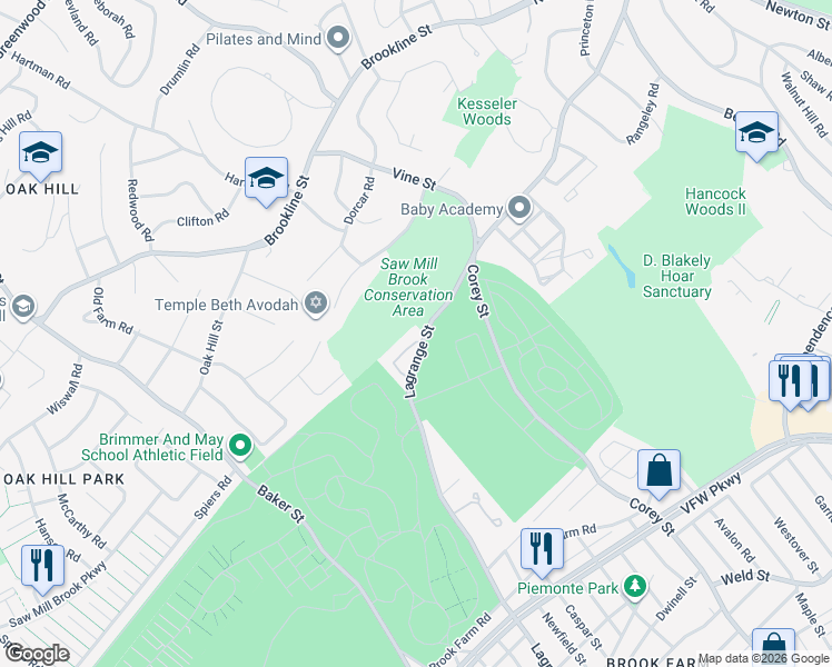 map of restaurants, bars, coffee shops, grocery stores, and more near 1408 Lagrange Street in Boston