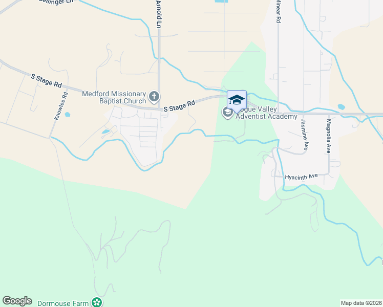 map of restaurants, bars, coffee shops, grocery stores, and more near 3707 South Stage Road in Medford
