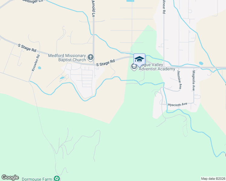 map of restaurants, bars, coffee shops, grocery stores, and more near 3707 South Stage Road in Medford