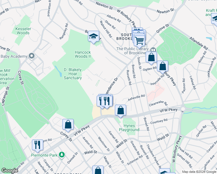 map of restaurants, bars, coffee shops, grocery stores, and more near in 