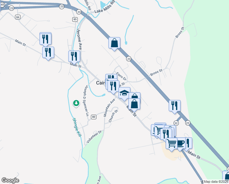 map of restaurants, bars, coffee shops, grocery stores, and more near 451 Main Street in Cairo