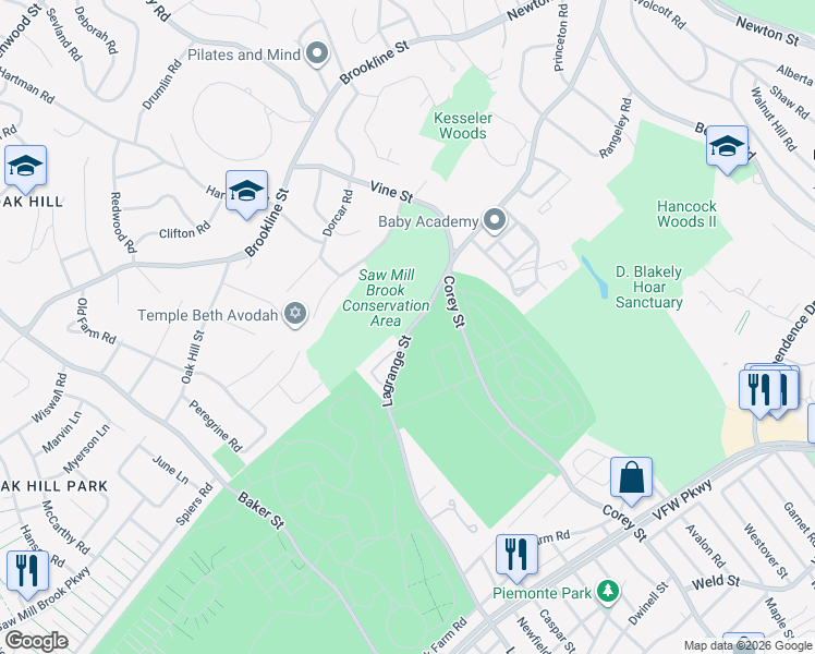 map of restaurants, bars, coffee shops, grocery stores, and more near 1100 Lagrange Street in Boston