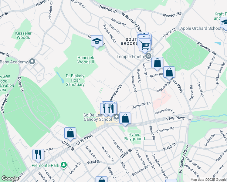 map of restaurants, bars, coffee shops, grocery stores, and more near in 