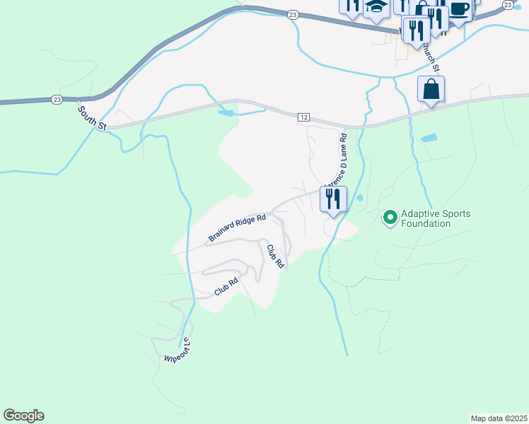 map of restaurants, bars, coffee shops, grocery stores, and more near 11 Brainard Ridge Road in Windham