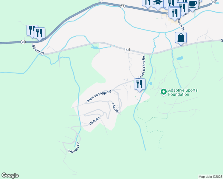 map of restaurants, bars, coffee shops, grocery stores, and more near 11 Brainard Ridge Road in Windham