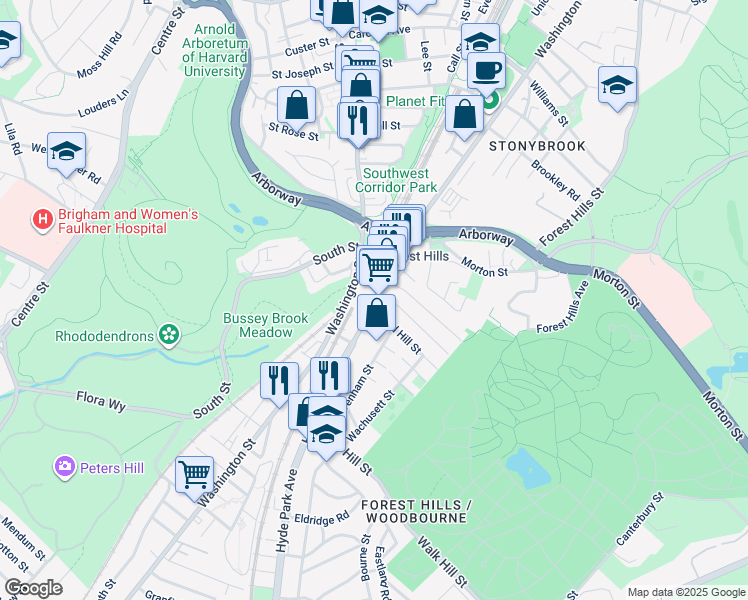 map of restaurants, bars, coffee shops, grocery stores, and more near in Boston