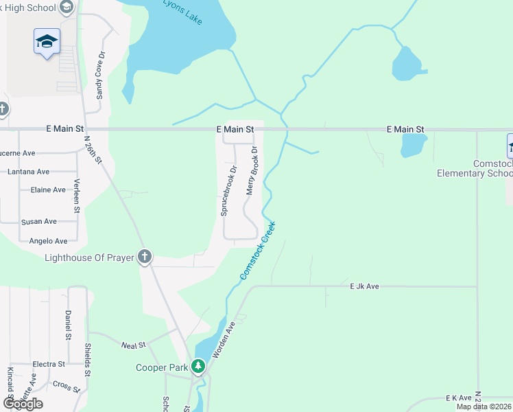 map of restaurants, bars, coffee shops, grocery stores, and more near 1300 Merry Brook Drive in Kalamazoo