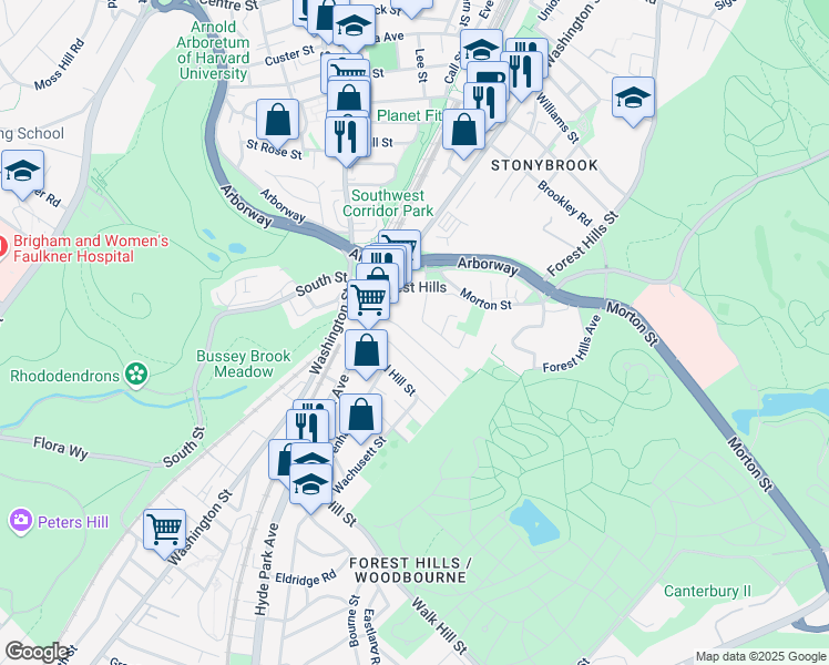 map of restaurants, bars, coffee shops, grocery stores, and more near 37 Orchardhill Road in Boston