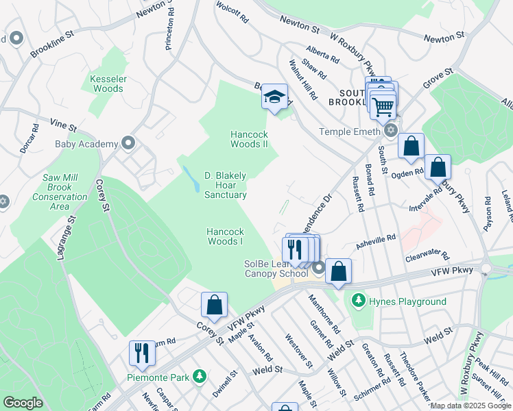 map of restaurants, bars, coffee shops, grocery stores, and more near in 