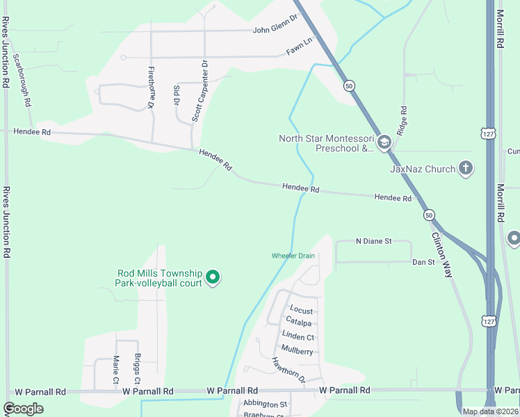map of restaurants, bars, coffee shops, grocery stores, and more near 3249 Hendee Road in Jackson