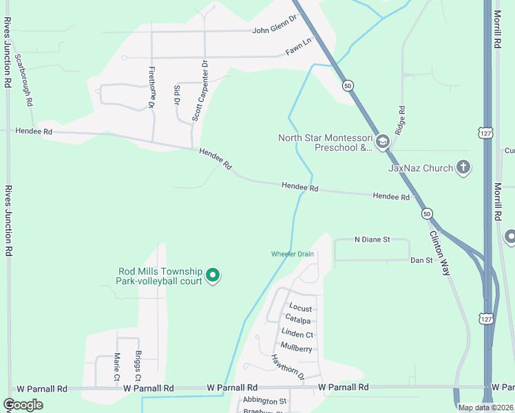map of restaurants, bars, coffee shops, grocery stores, and more near 3249 Hendee Road in Jackson