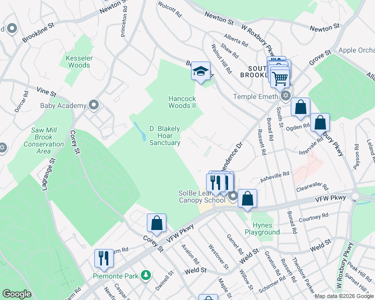 map of restaurants, bars, coffee shops, grocery stores, and more near in 