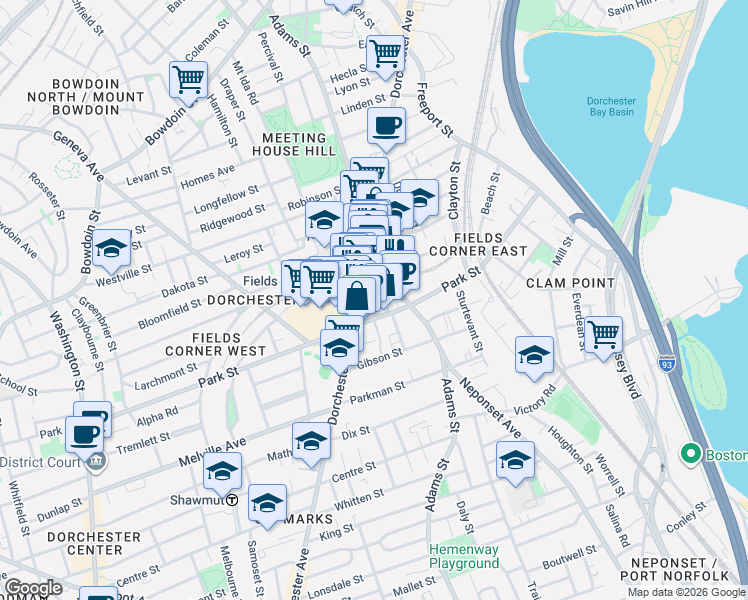 map of restaurants, bars, coffee shops, grocery stores, and more near 18-20 Lincoln Street in Boston