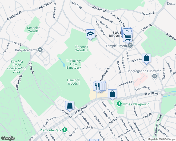 map of restaurants, bars, coffee shops, grocery stores, and more near in 