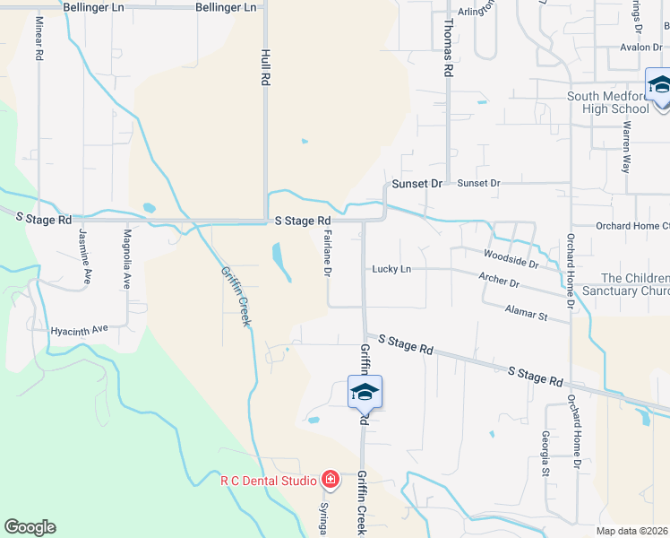 map of restaurants, bars, coffee shops, grocery stores, and more near 2027 Fairlane Drive in Medford