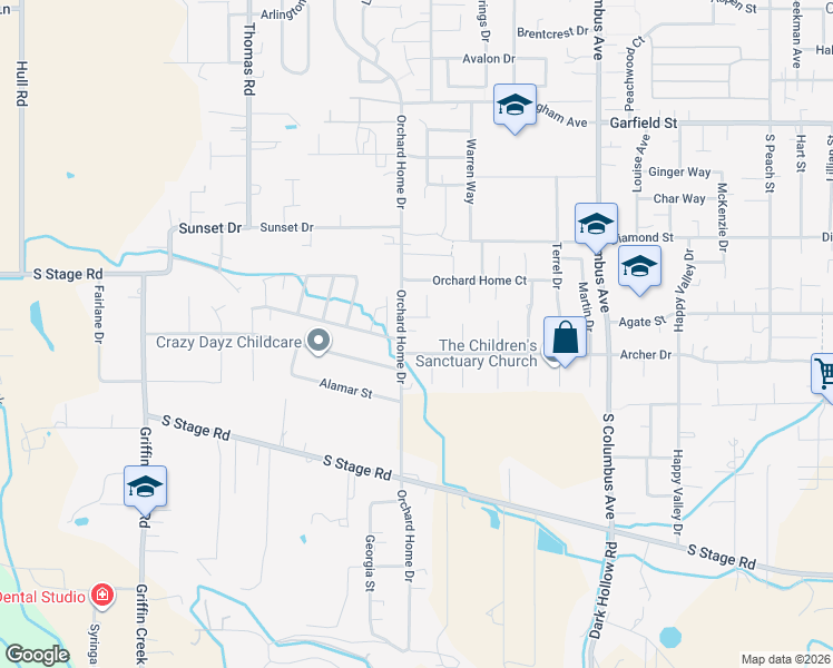 map of restaurants, bars, coffee shops, grocery stores, and more near 2105 Orchard Home Drive in Medford