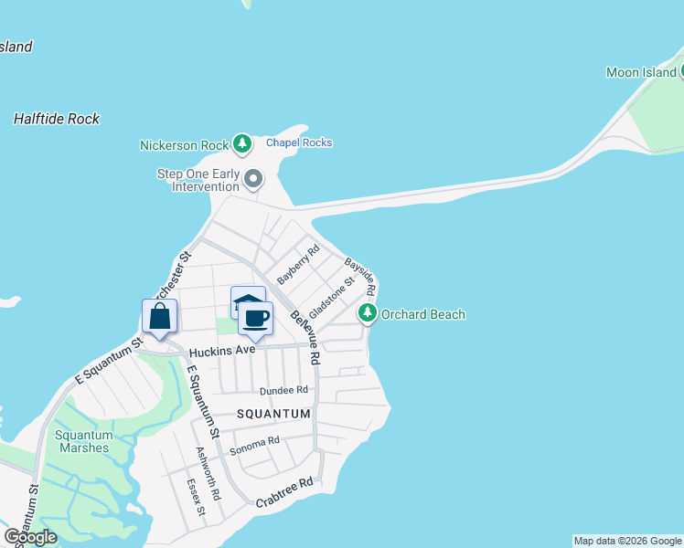 map of restaurants, bars, coffee shops, grocery stores, and more near 67 Middlesex Street in Quincy