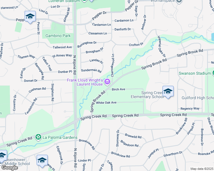 map of restaurants, bars, coffee shops, grocery stores, and more near 4646 Spring Brook Road in Rockford